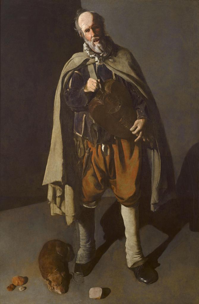 Georges de La Tour (1593-1652), Le Vielleur au chien, vers 1622. Huile sur toile, 186 x 120 cm. Bergues, musée du Mont-de-Piété.