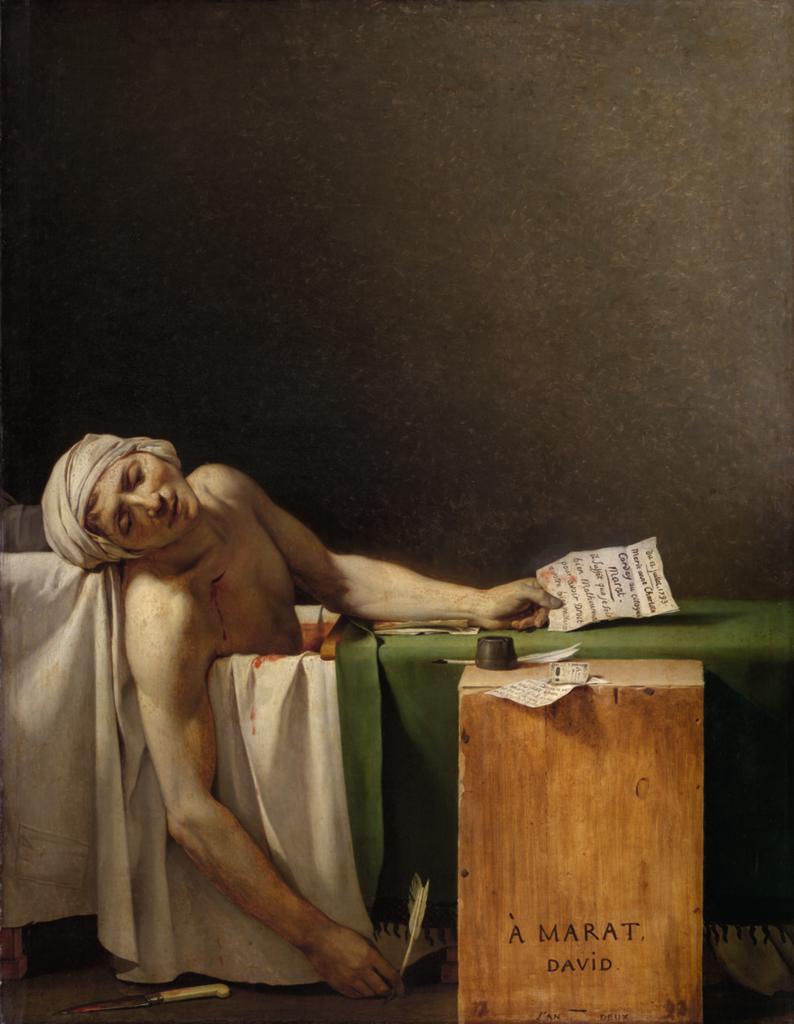 Jacques-Louis David (1748-1825), Marat assassiné, 1793. Huile sur toile, 165 x 128 cm. Bruxelles, musées royaux des Beaux-Arts.