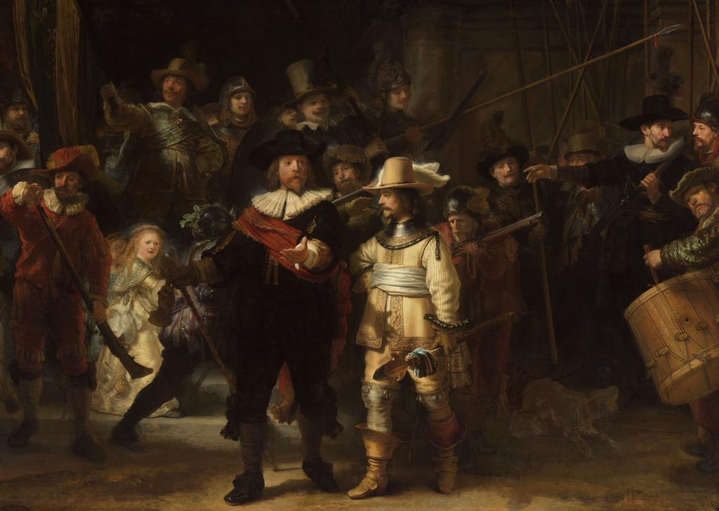 Rembrandt Harmensz. van Rijn (1606-1669), La Compagnie militaire du District II, sous le commandement du capitaine Frans Banninck Cocq, appelée La Ronde de nuit (détail), 1642. Huile sur toile, 379,5 x 453,5 cm. Amsterdam, Rijksmuseum.