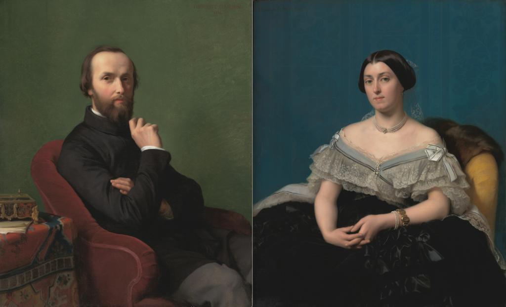 Jean-Hippolyte Flandrin (1809-1864), Portrait d’Alexandre Legentil, 1858 (à gauche) et Portrait de Marie Legentil, 1857 (à droite). Huile sur toile, 107 x 88 cm et 106 x 86 cm. Los Angeles, J. Paul Getty Museum.